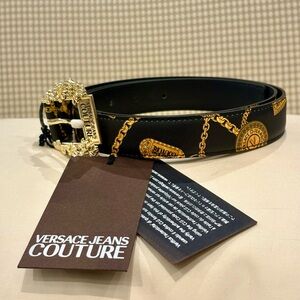 Versace Jeans Couture Black and Gold Chain Belt